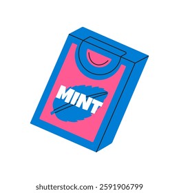 Mint chewing bubble gum in package. Gum box packaging. Flat vector illustration isolated on white background.