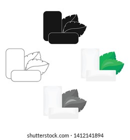 Mint chewing gum icon in cartoon,black style isolated on white background. Dental care symbol stock vector illustration.
