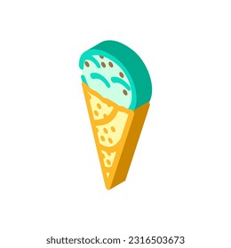 mint chocolate chip ice cream food snack isometric icon vector. mint chocolate chip ice cream food snack sign. isolated symbol illustration