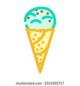mint chocolate chip ice cream food snack color icon vector. mint chocolate chip ice cream food snack sign. isolated symbol illustration
