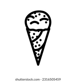 vector de icono de la línea de bocadillos de helados de chocolate con sabor a menta. señal de bocadillo de helados con patatas de chocolate a la menta. símbolo de contorno aislado ilustración negra