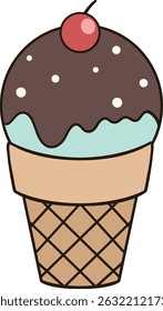 Mint Chocolate Ice Cream Cone with Cherry