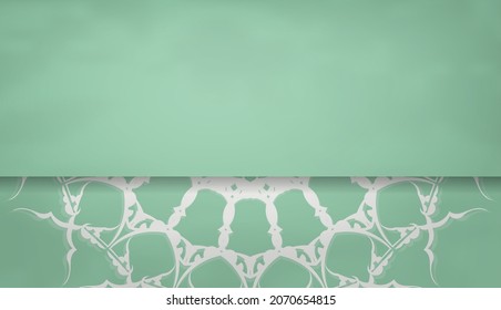 Mint color banner with abstract white pattern for logo design