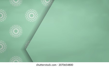 Mint color banner with vintage white ornament for logo design