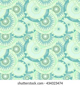 Mint color mandala sacred geometric stained glass abstract seamless print pattern vector illustration