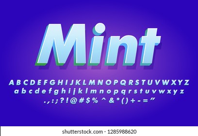 Mint color theme digital alphabet design