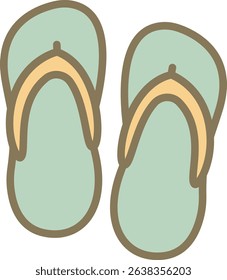 Mint Colored Beach Flip Flops Flat Illustration
