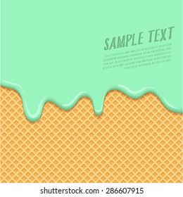 Mint Cream Melted on Wafer Background : Vector Illustration