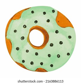 Mint Donut Watercolor Illustration Victor 