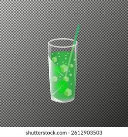 Mint drink in a glass. Vector illustration on a transparent background.
