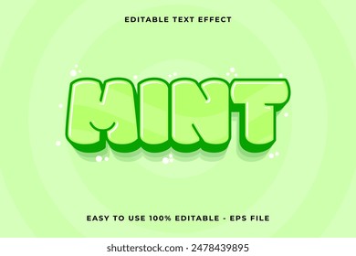 mint Editable text effect 3d Trendy Cartoon template style cute vector