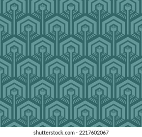 MINT EMERALD SEAMLESS VECTOR BACKGROUND WITH HEXAGONS