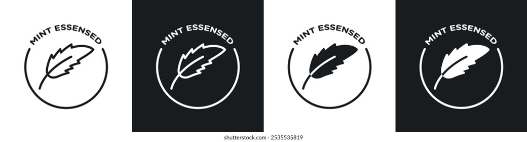 Icono de Vector esenciado de menta en blanco y negro. Ilustración EPS 10