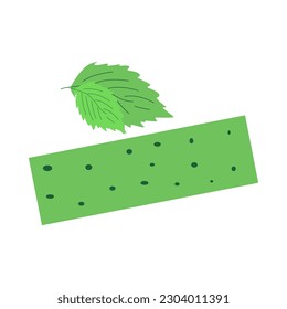 Mint flavor chewing gum. Fresh breath, hygiene. A plate. Vector flat illustration.