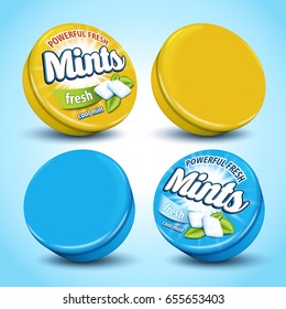 Mint Flavor Chewing Gum Package Design, 3d Illustration