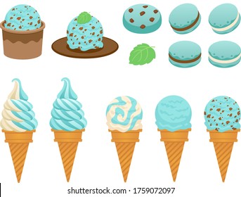 Mint flavored sweets illustration set