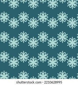 Mint flower on green emerald background seamless pattern vector illustration, garland flower pattern