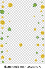 Mint Fruit Background Transparent Vector. Summer Set. Bright Fruit Simple. Cocktail Citrus Greenish Set.