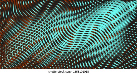 Mint green abstract striped gradient texture with illusory wavy moire effects. Trendy linear textured background for web pages, phones and tablet apps, title, blog image. Stock raster illustration.