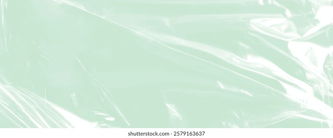 Mint green background with a glossy, plastic-like texture. The background is smooth and shiny, with a soft mint green hue. Plastic foil wrap texture background. Green background vector.