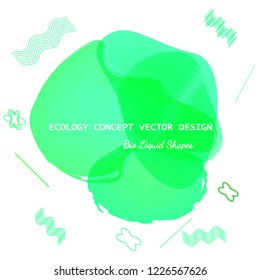 Mint, green bio fluid modern graphic elements. Dynamic liquid forms and lines. Geometric banner with flowing liquid shapes. Vector template for logo, presentation. Original eco concept liquid shapes