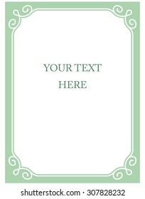 Mint green border frame deco vector art simple line corner