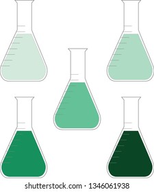 Mint green chemistry bottle set, Laboratory clip art, vector illustration