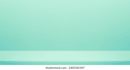 Mint green color studio background. Space for selling products on the website. Template mock up for display of product. Vector illustration.