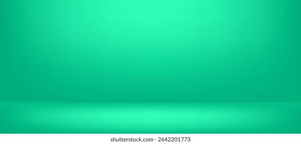 Mint green colored gradient presentation background, empty studio room vector illustration	