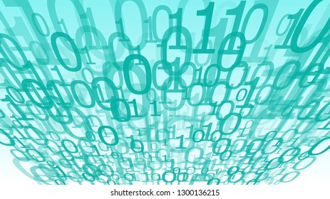 Mint green computer cloud numbers random binary code