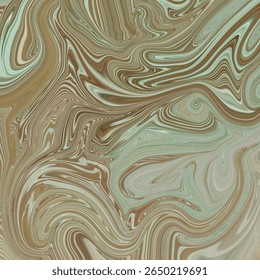 Menta verde e marrom terroso redemoinho padrão abstrato com linhas intrincadas e texturas em camadas. Ideal para fundos digitais e desenhos artísticos.