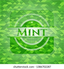 Mint green emblem. Mosaic background. Vector Illustration. Detailed.