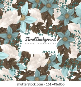 Mint green floral background flower border