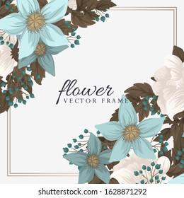 Mint green floral background flower border