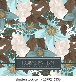 Mint green floral background seanless pattern
