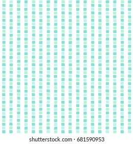 Mint green mosaic stripes vector seamless pattern. Strips, streaks, bars made of hand drawn tiny square pieces. Abstract striped geometrical background.