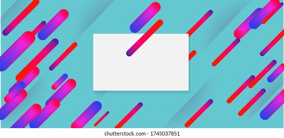 Mint Green Neon Dynamic Stripes Banner. Minimal Cover Sale Banner Colorful Design. Neon Dynemic Geometric Memphis. Business Card Corporate Identity Layout. Blue Pink Purple Shape Motion Design.