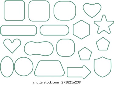 Mint green outline shape set. Rounded geometric frames for labels, badges, and interface layouts. Clean vector elements for modern branding design.