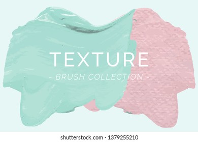 Mint green and pink oil paint brush stroke texture on a plain paper background vector