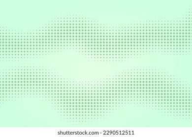 Mint green retro pop art background with wave dots. Vector abstract background with halftone dots design.