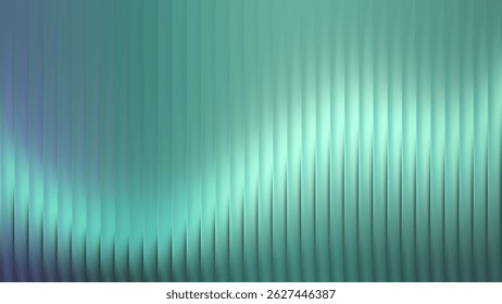 Minta de vidro com nervuras verde com padrão linear limpo. Superfície de vidro verde contemporânea com profundidade translúcida.