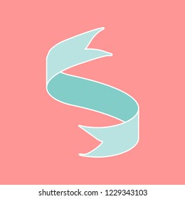 Mint green ribbon banner doodle style vector