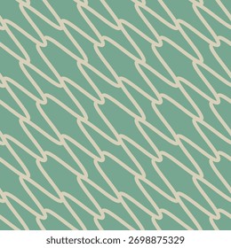 Mint green seamless geometric zigzag pattern with smooth white lines, modern abstract background for textiles, wallpapers, or packaging design.