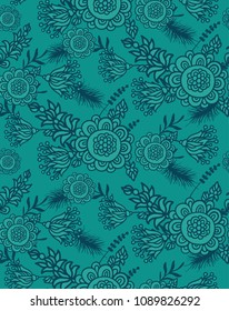 Mint - green seamless vector floral pattern