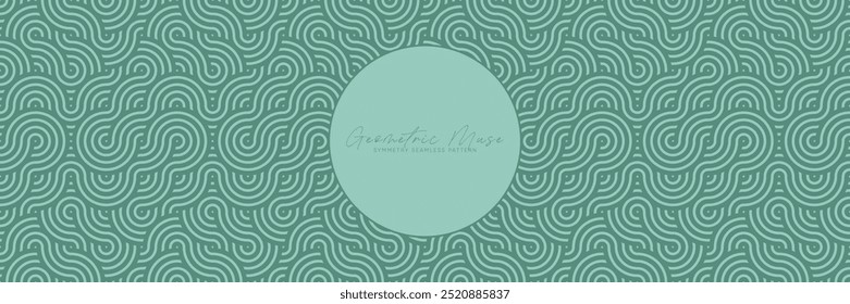 Mint green seamless wavy geometric pattern with abstract fluid lines. Modern vector design for fresh backgrounds and stylish decorative accents.