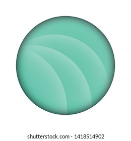 Mint Green Simple Logo. Radial circle business logo. Round design. Inner shadow. Window with hills clouds. 