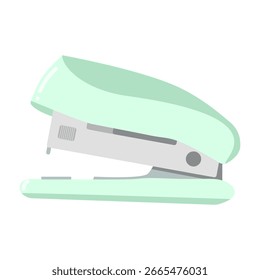 Mint green stapler on white background with minimalist design.