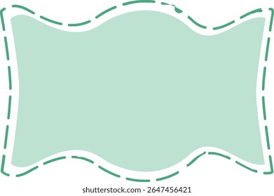 Tag verde menta com borda pontilhada inspirada em costura e contorno ondulado, ideal para temas artesanais, etiquetas de produtos ou quadros decorativos.
