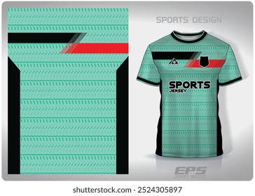 Mint green tire tracks pattern design, illustration, textile background for sports t-shirt, football jersey shirt mockup for football club. consistent front view