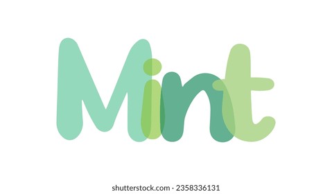 Mint, green tones typography background, label, sticker, text design, sign, white background, tag, transparent lettering typography